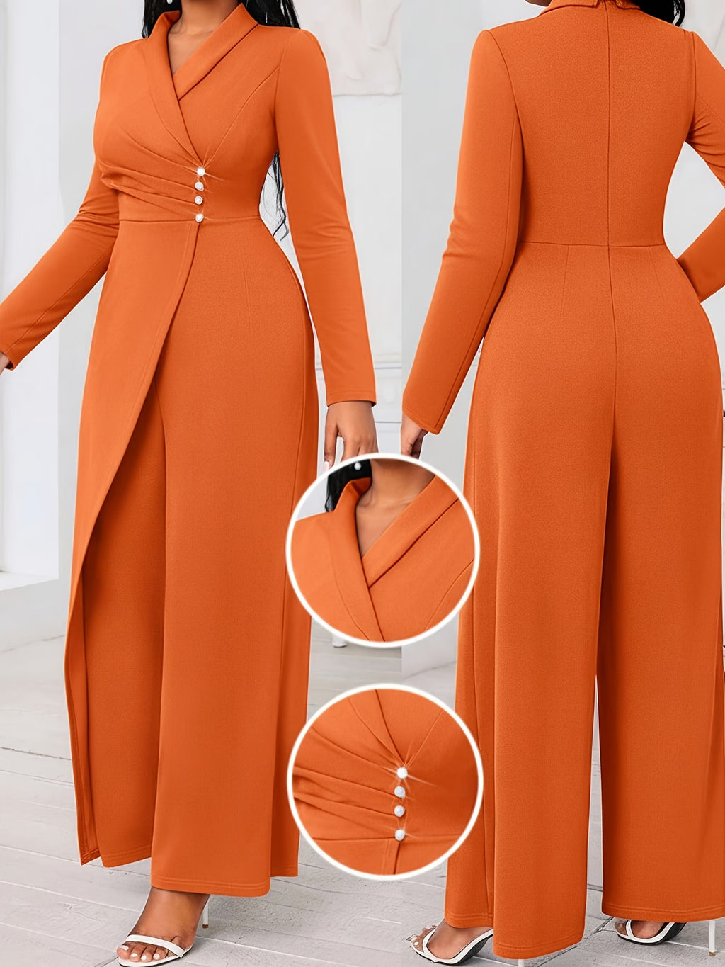 Plus-Size Women’s V-Neck Wide-Leg Jumpsuit