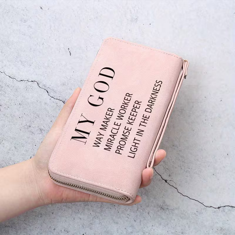 “MY GOD” Scripture Wallet – Faith-Inspired Zipper Wallet, Compact Everyday Organizer