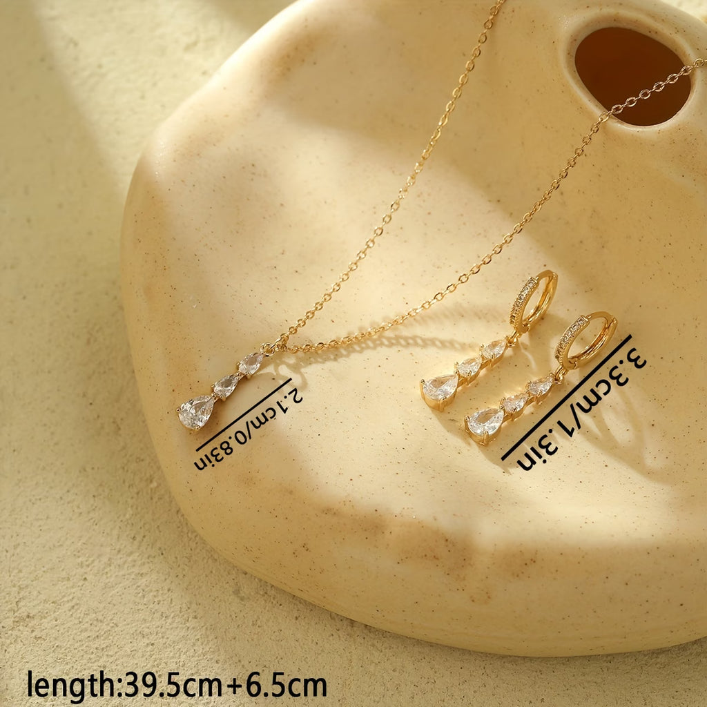 3-Piece Teardrop Synthetic Zirconia Jewelry Set