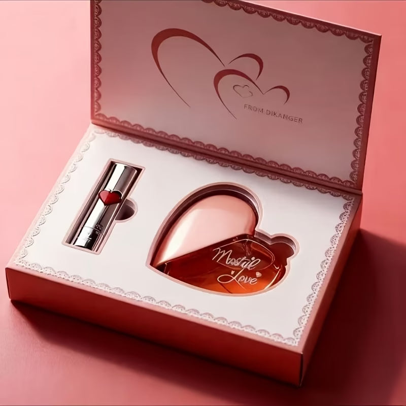Long-Lasting Floral Perfume & Heart Lipstick Gift Set