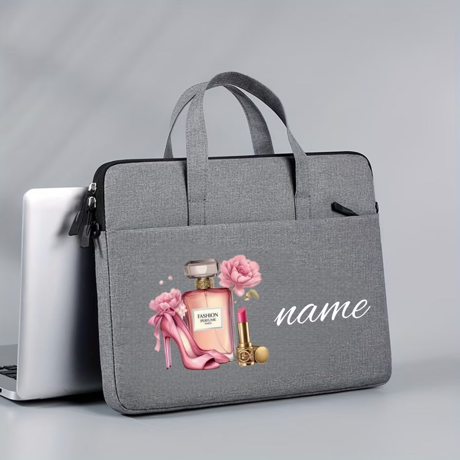 Custom Name/Message Tote Bag – Perfume & Cosmetics Pattern, Multi-Compartment Shoulder Bag