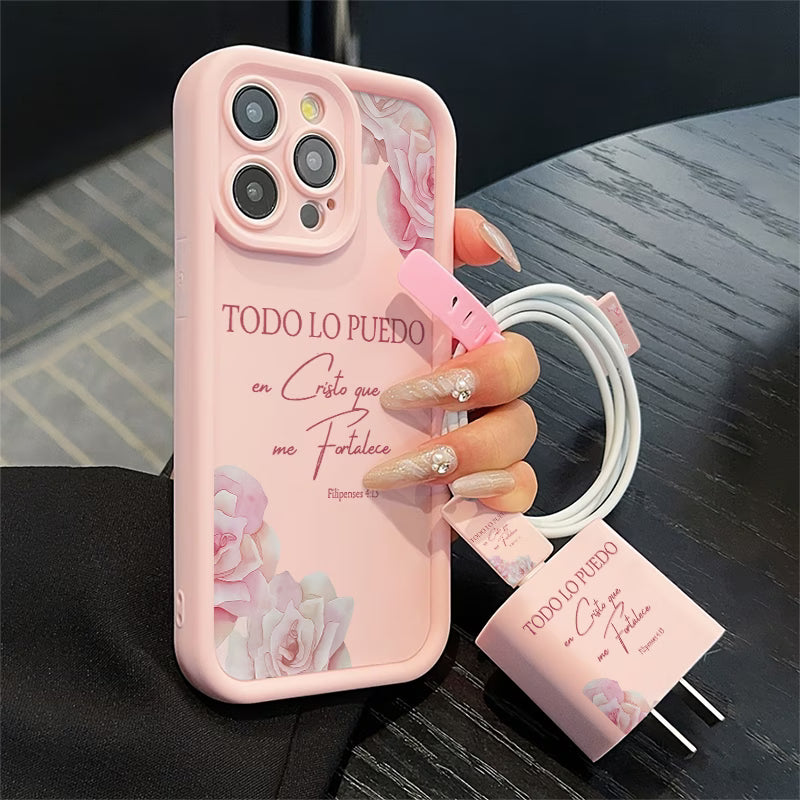 ✝️ Set de 5 Fundas de Teléfono Cristianas – Tema Rosas y Filipenses