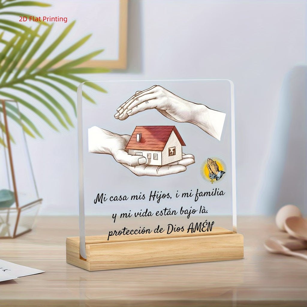 ✝️ Adorno Acrílico Cristiano – Bendición para la Familia