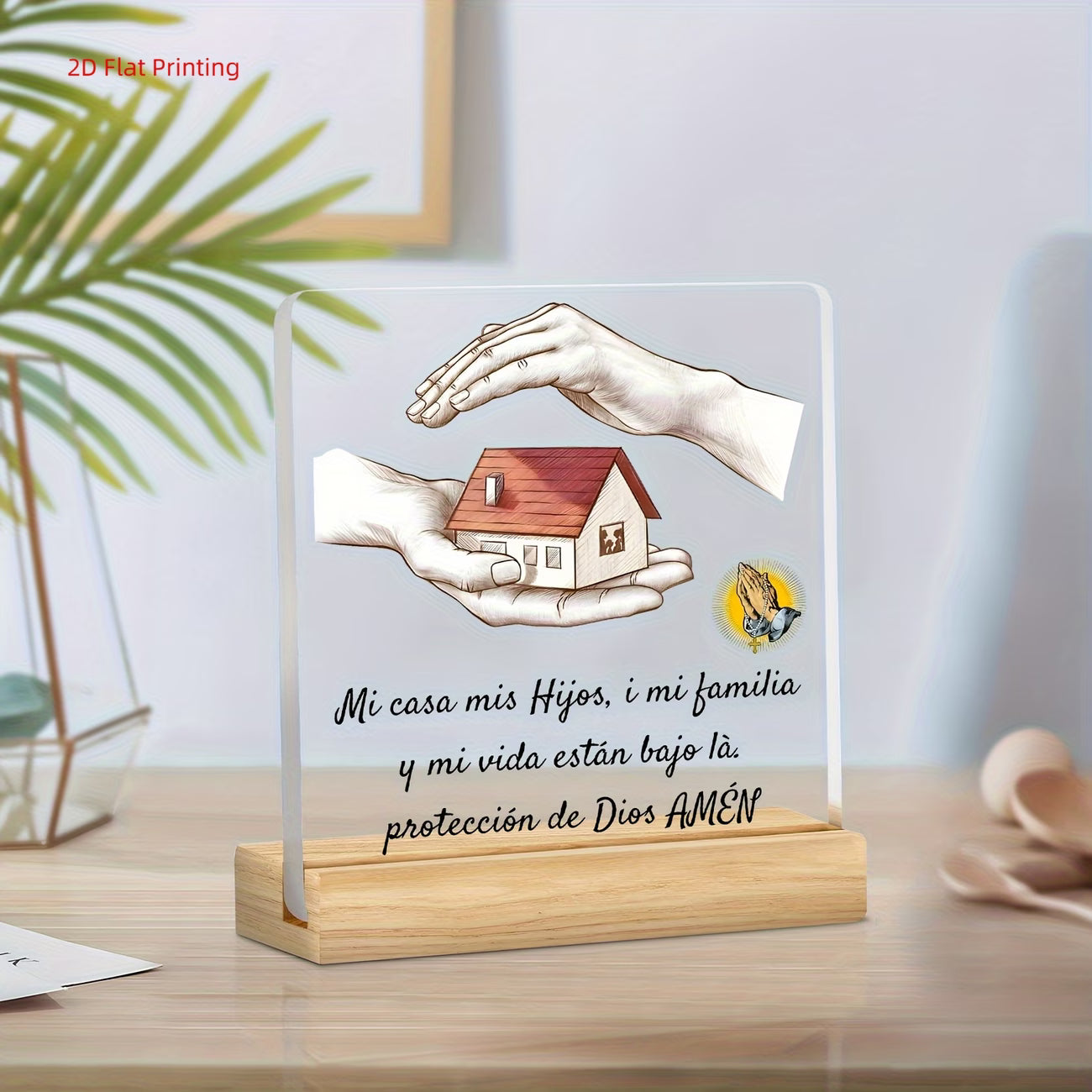 ✝️ Adorno Acrílico Cristiano – Bendición para la Familia
