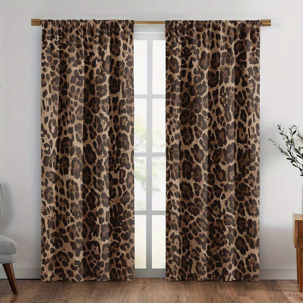 2D Flat Leopard Print Curtains – 2pcs Set