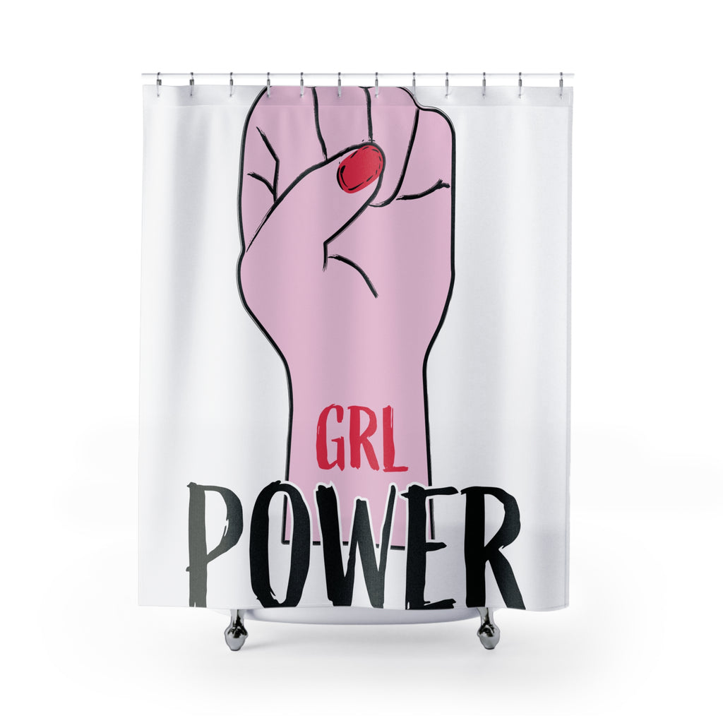 Empowering GRL POWER Shower Curtain - Feminist Bathroom Decor