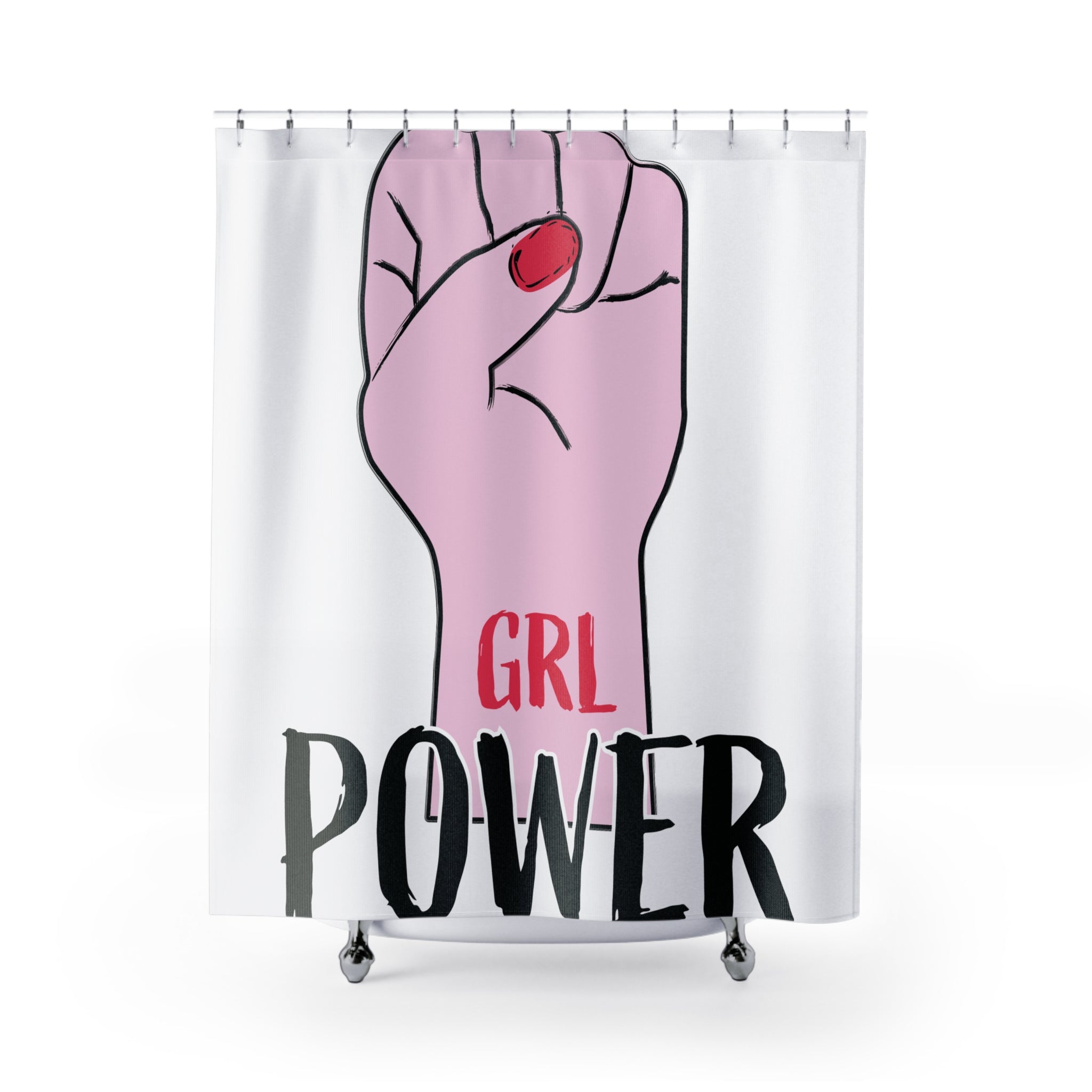 Empowering GRL POWER Shower Curtain - Feminist Bathroom Decor