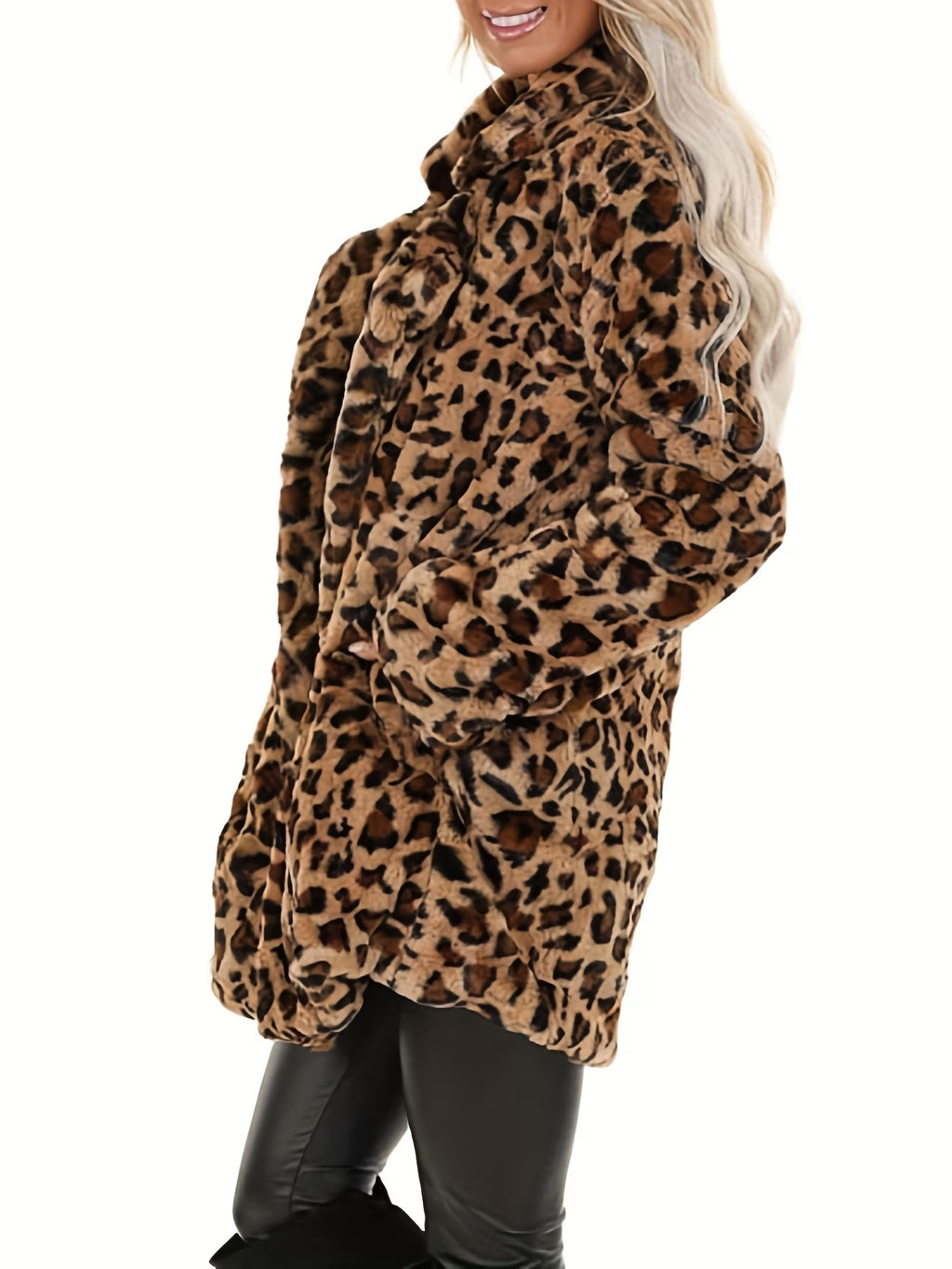 Plus Size Leopard Print Coat – Bold & Cozy Statement Outerwear