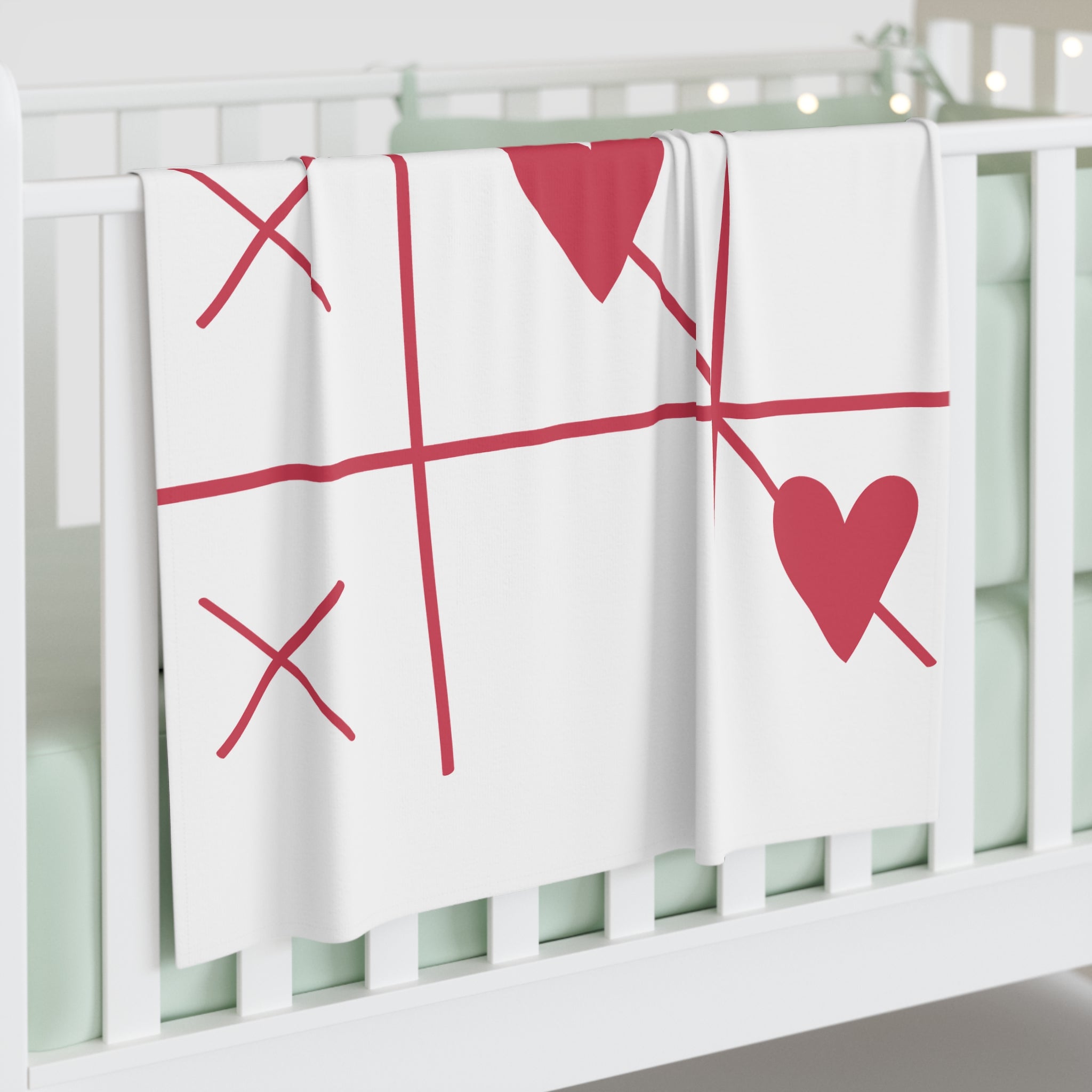 Sweet Hearts Baby Swaddle Blanket, Nursery Decor, Gift for New Parents, Baby Shower, Valentine's Day, Cozy Baby Blanket