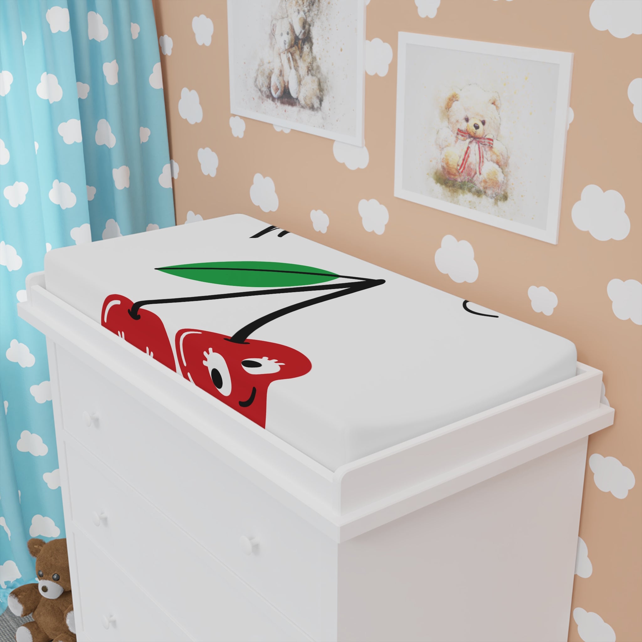 Cherry Delight Baby Changing Pad Cover, Cute Nursery Decor, Baby Shower Gift, Cherry Baby Accessories, Adorable Changing Table Essentials