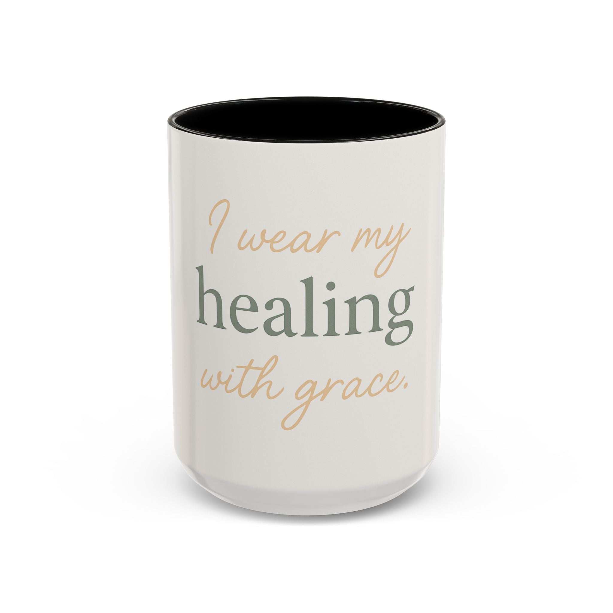 Mug - Healing with Grace Accent Coffee Mug, Inspirational Self-Care Tea Mug