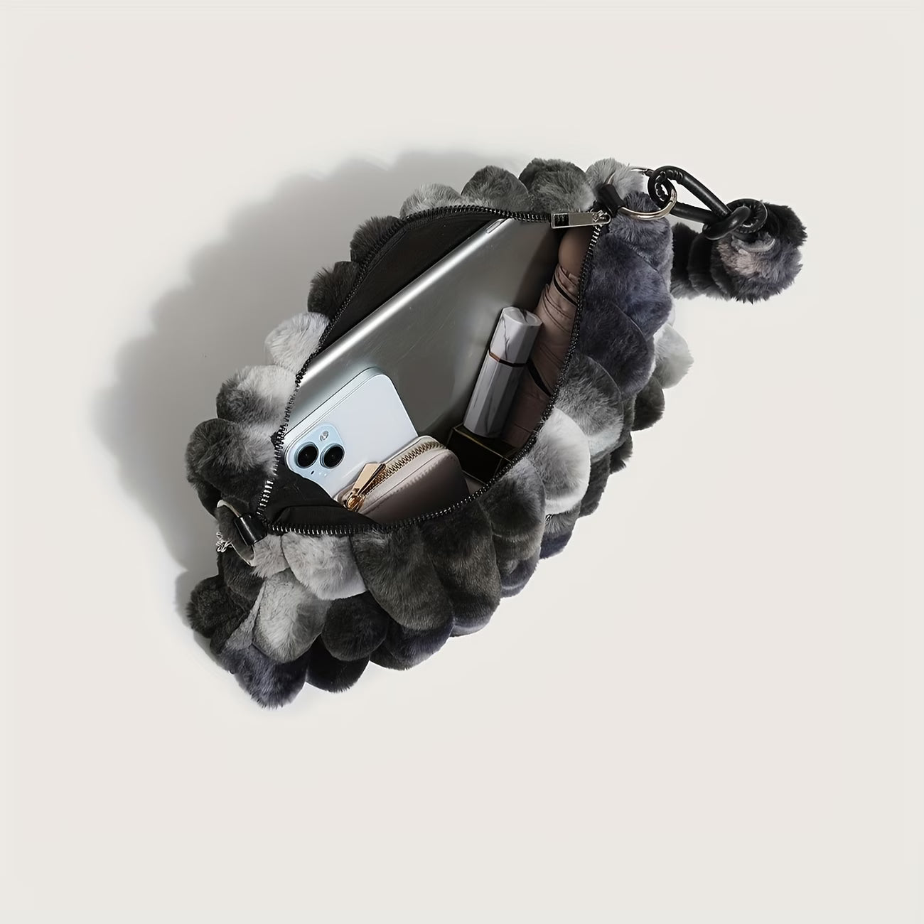 Large-Capacity Furry Crossbody Bag – Tie-Dye Multicolor