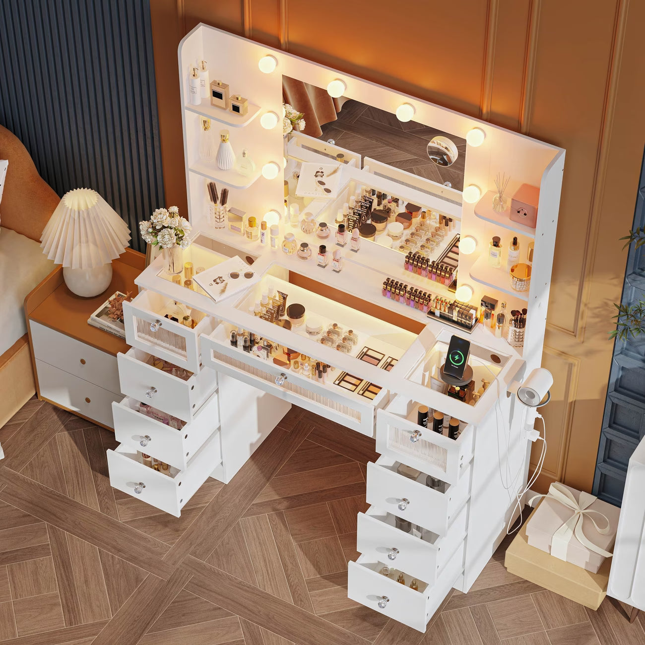 Makeup Vanity Desk with LED Lights – Fast 1-Day Delivery 💄✨