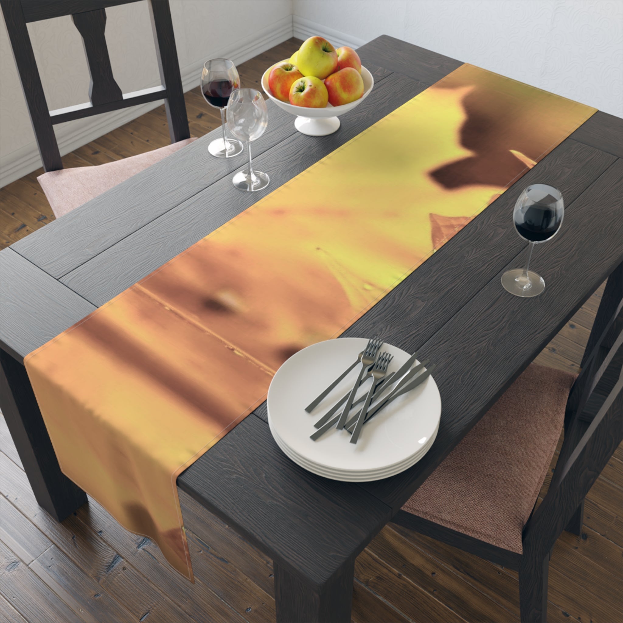 Table Runner - Elegant Autumn Cotton/Poly, Fall Decor, Thanksgiving & Wedding Table Decoration