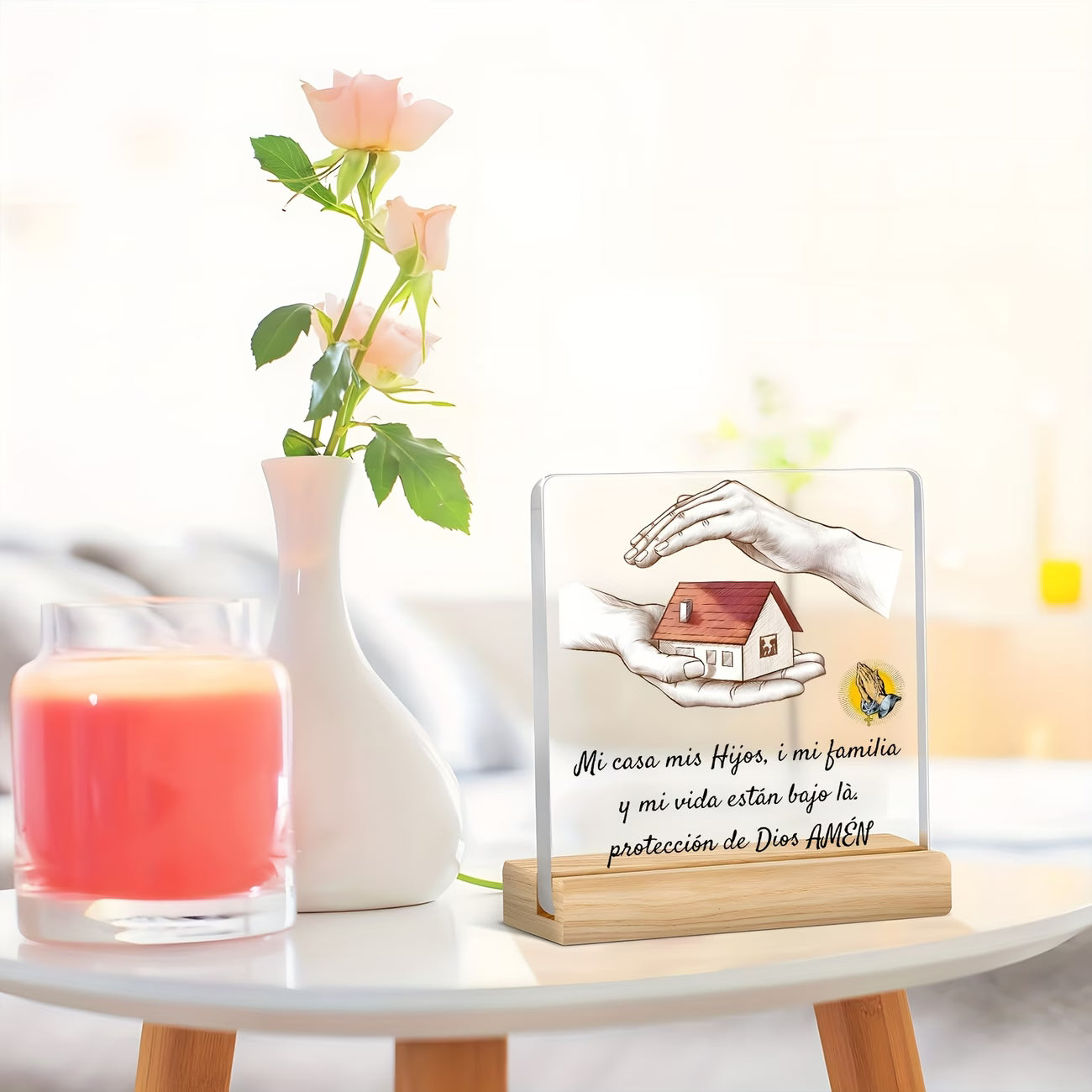 ✝️ Adorno Acrílico Cristiano – Bendición para la Familia