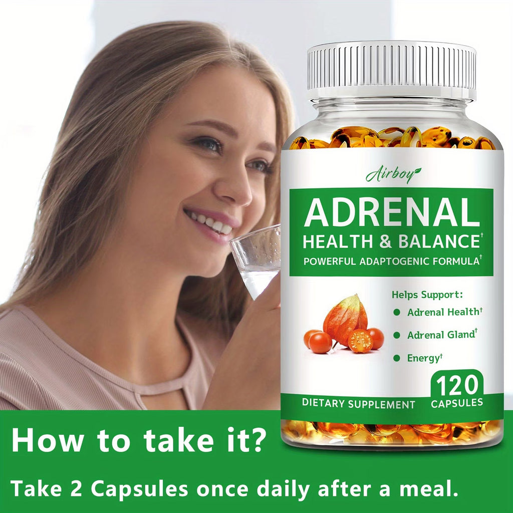 Adrenal Support Supplement with Vitamin C & Ashwagandha (120 Capsules)