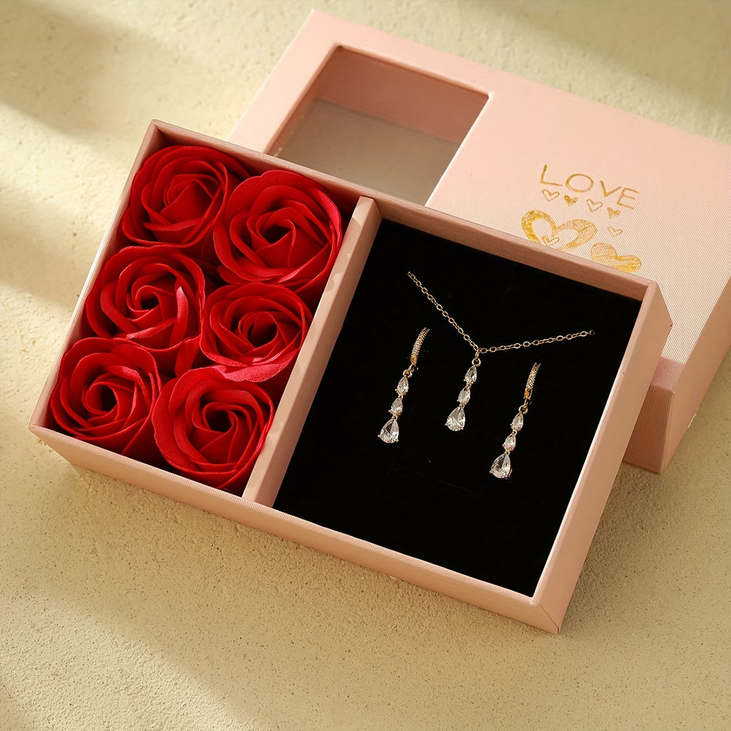 3-Piece Teardrop Synthetic Zirconia Jewelry Set
