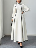 Plus-Size Chinese-Style Stand Collar Long Dress