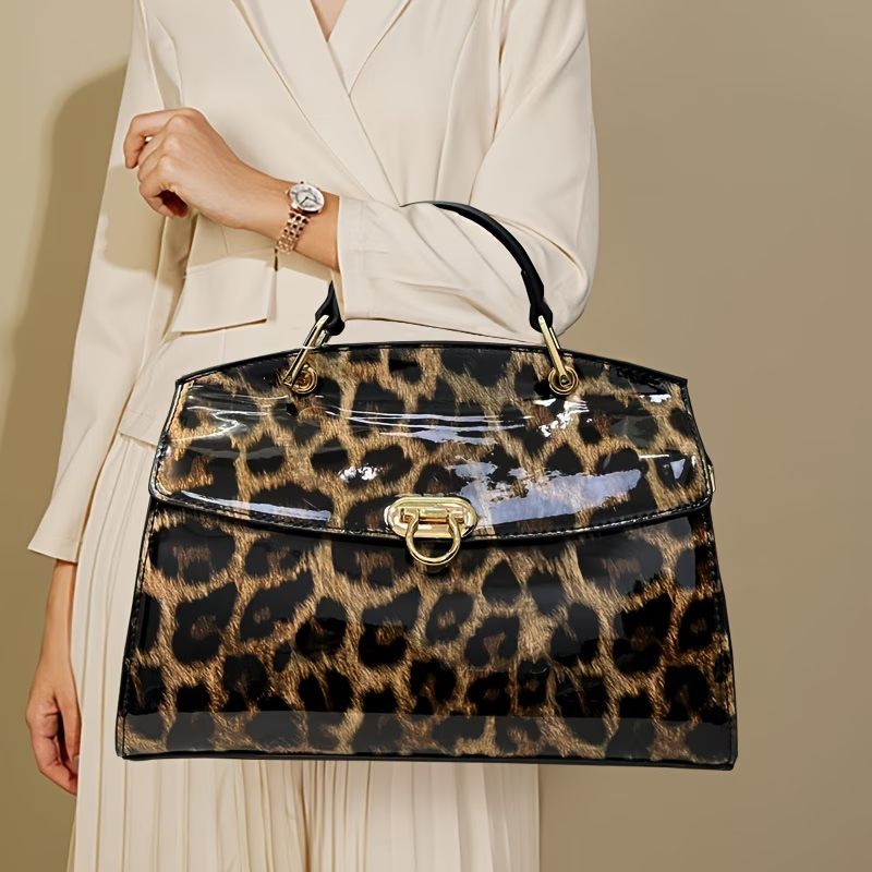 Women’s Vintage Leopard Print Tote Bag – Large Capacity
