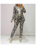 Two-Piece Women’s Zebra Print Blazer + Pants Set
