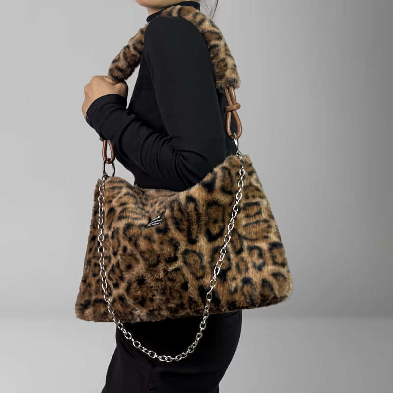 Large-Capacity Furry Crossbody Bag – Tie-Dye Multicolor