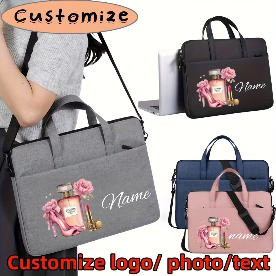 Custom Name/Message Tote Bag – Perfume & Cosmetics Pattern, Multi-Compartment Shoulder Bag