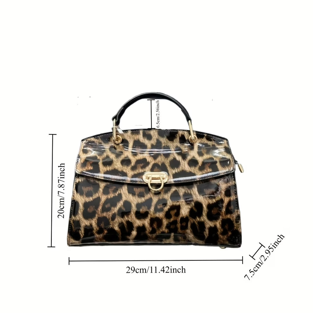 Women’s Vintage Leopard Print Tote Bag – Large Capacity