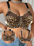 Plus Size Leopard Print Lace Mesh Wire-Free Bra | Sexy & Comfortable Support