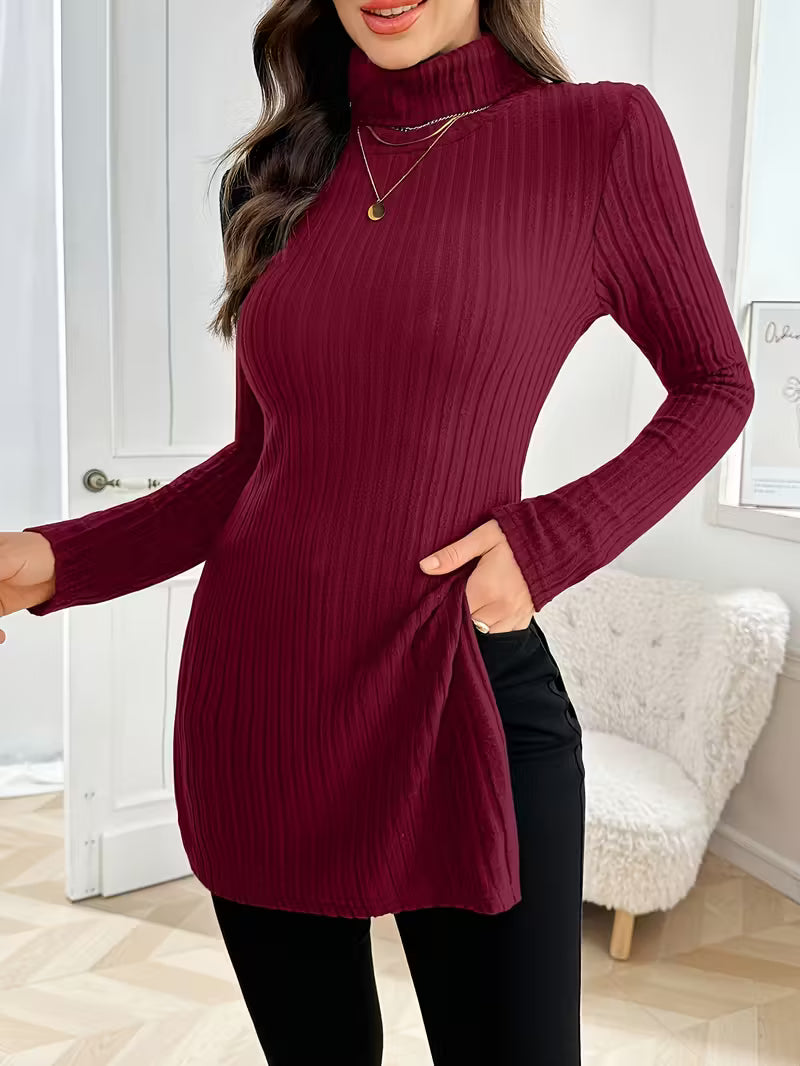Women's Elegant High Neck Long Sleeve Sweater