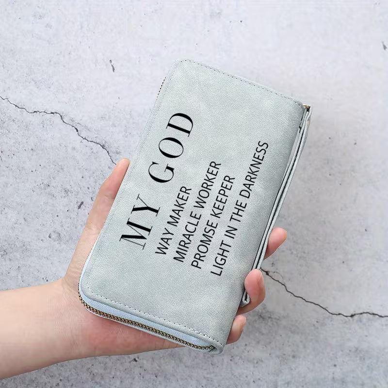 “MY GOD” Scripture Wallet – Faith-Inspired Zipper Wallet, Compact Everyday Organizer