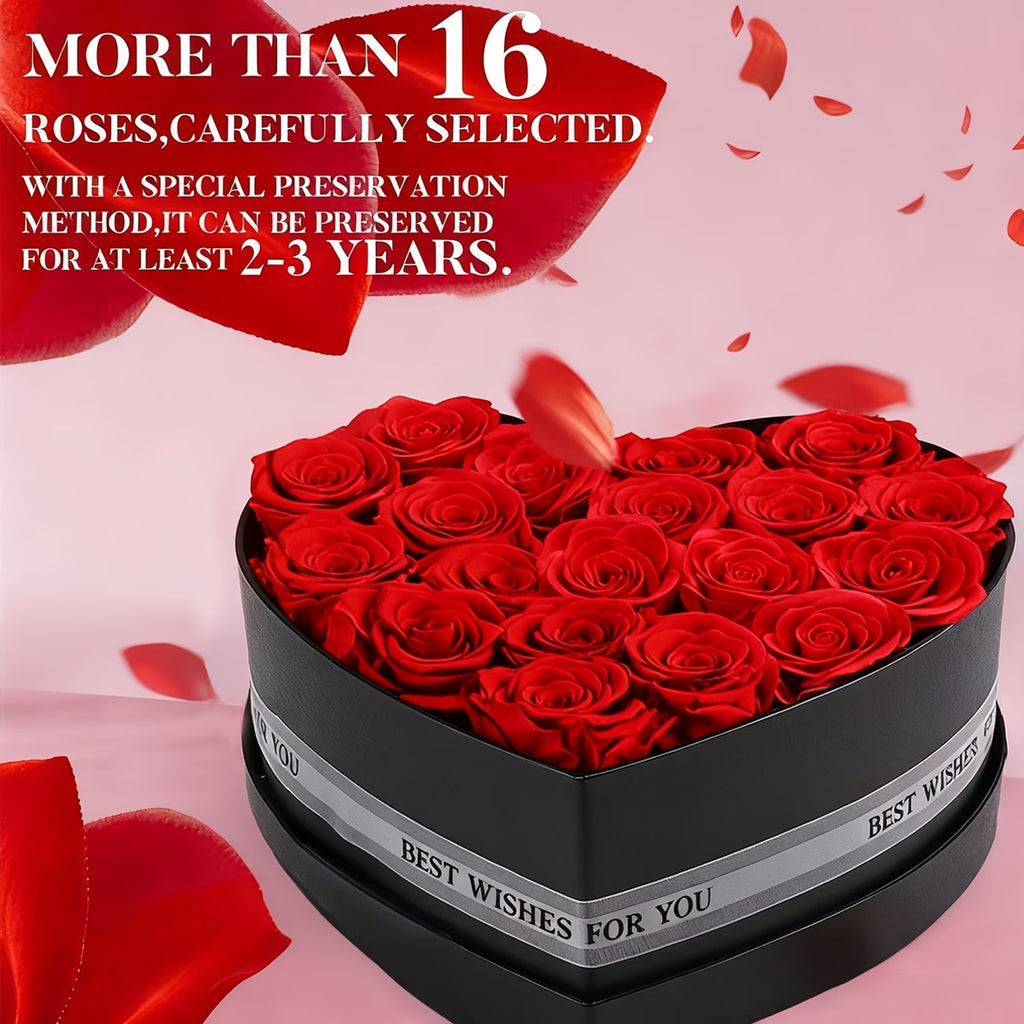 16-Piece Preserved Red Rose Set