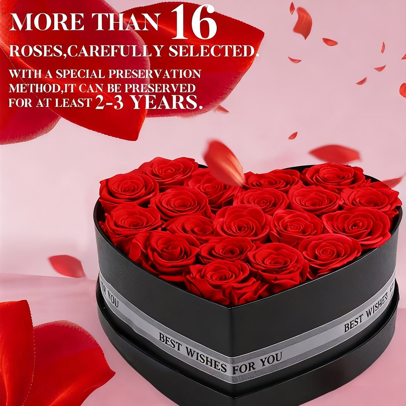 16-Piece Preserved Red Rose Set