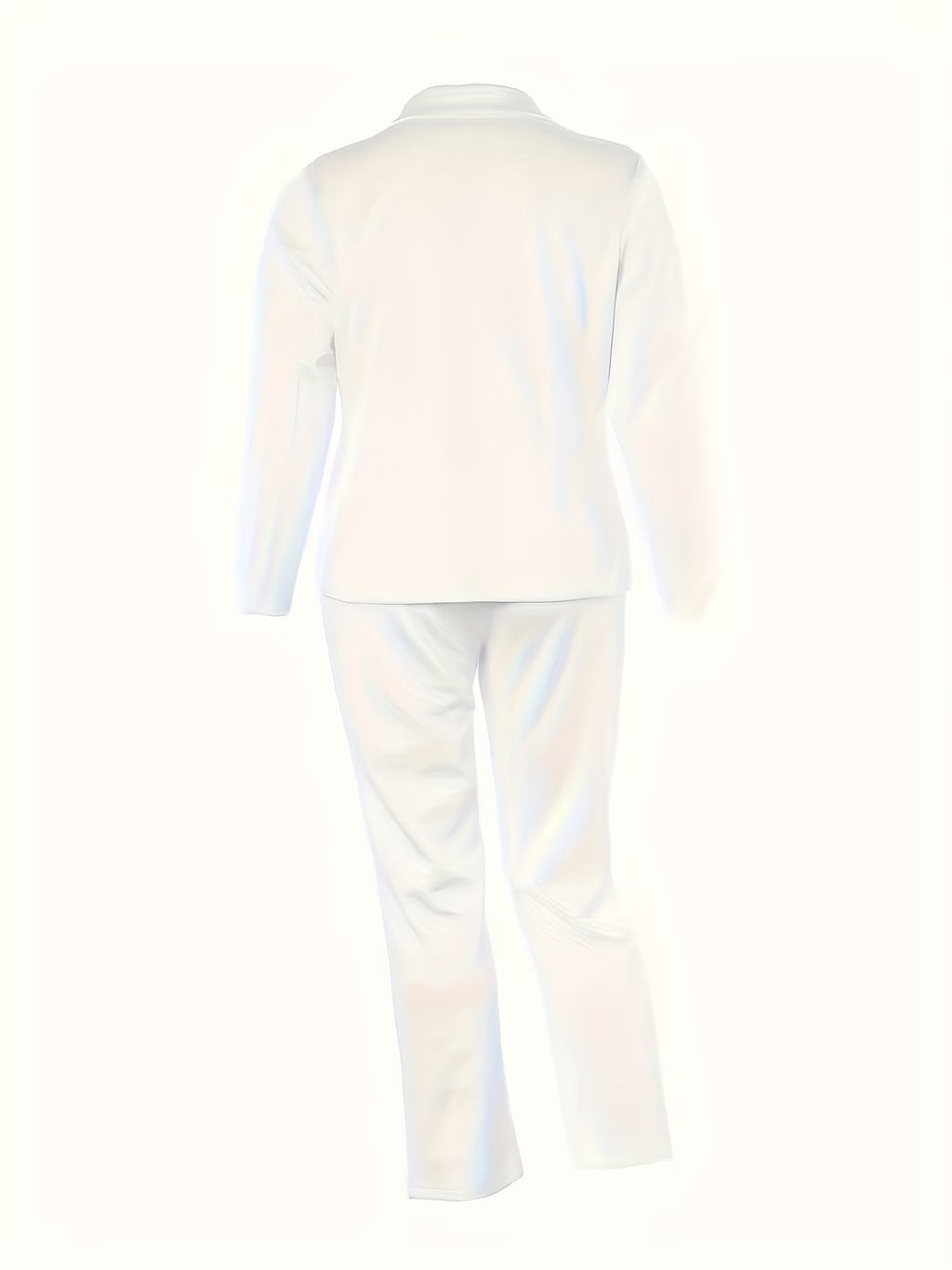 2-Piece Women’s White Double-Breasted Blazer & Straight-Leg Trousers Suit Set