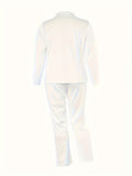 2-Piece Women’s White Double-Breasted Blazer & Straight-Leg Trousers Suit Set