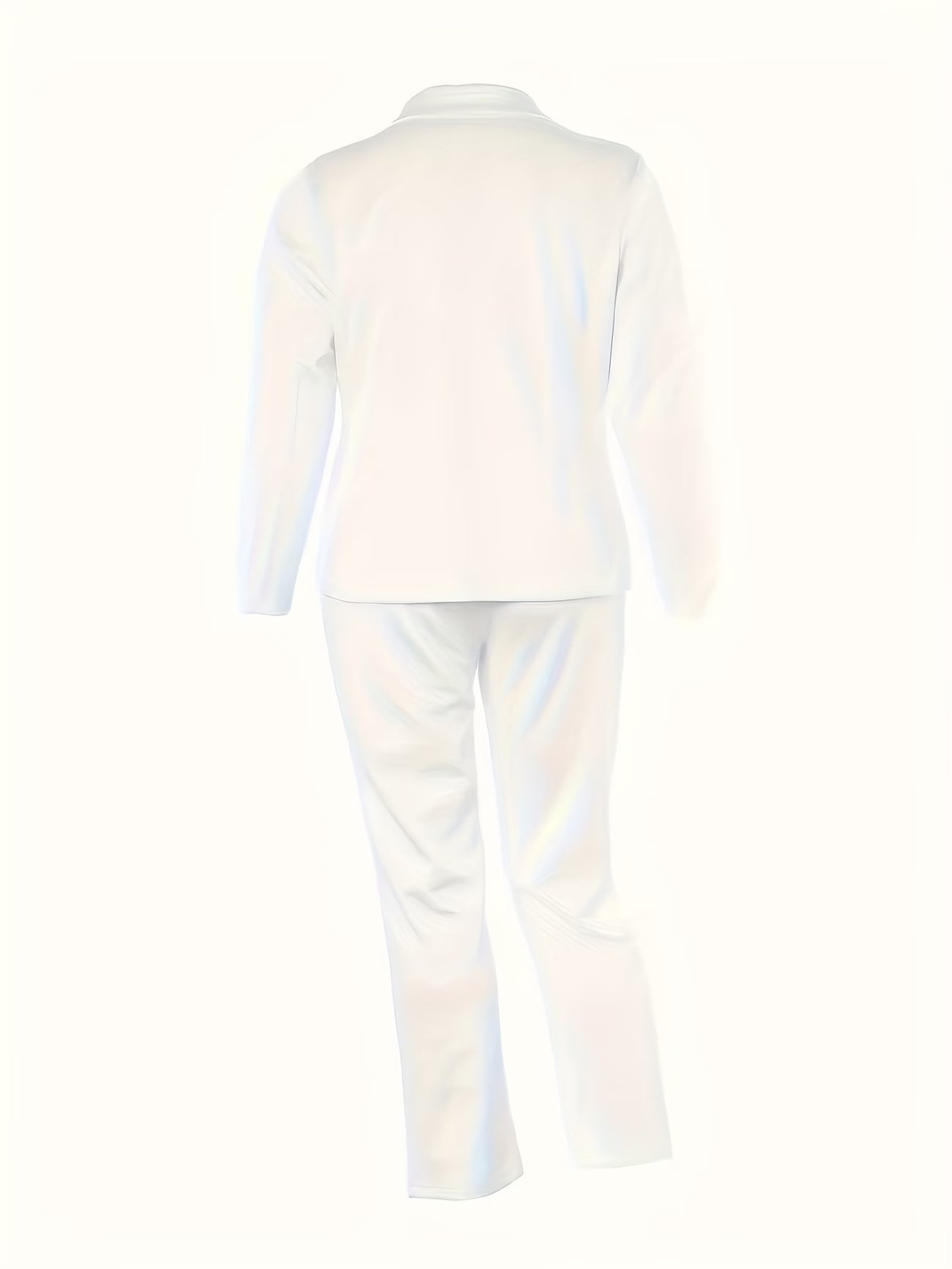 2-Piece Women’s White Double-Breasted Blazer & Straight-Leg Trousers Suit Set