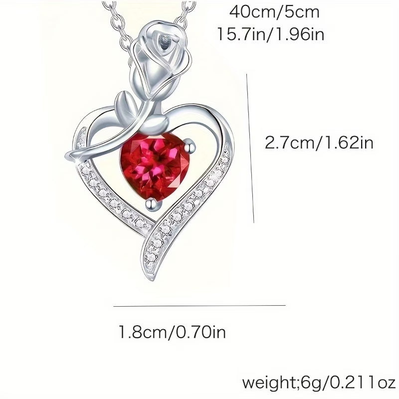 Rose Box Heart Pendant Necklace