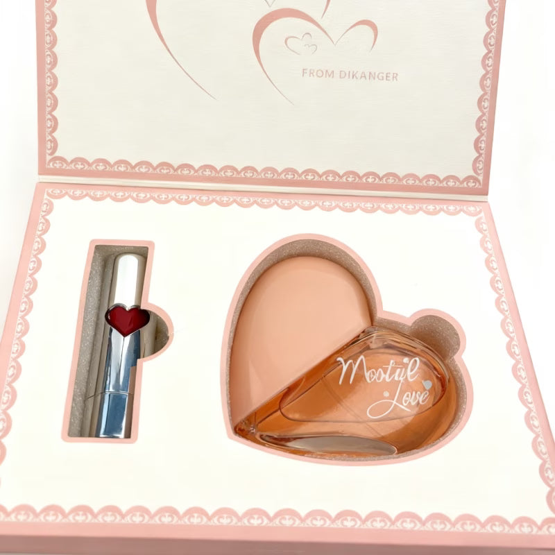 Long-Lasting Floral Perfume & Heart Lipstick Gift Set