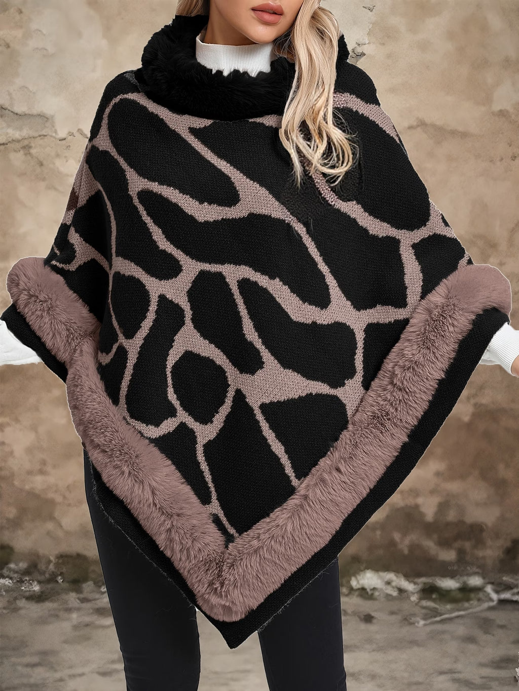 Elegant Color Block Shawl Collar Pullover – Fall/Winter