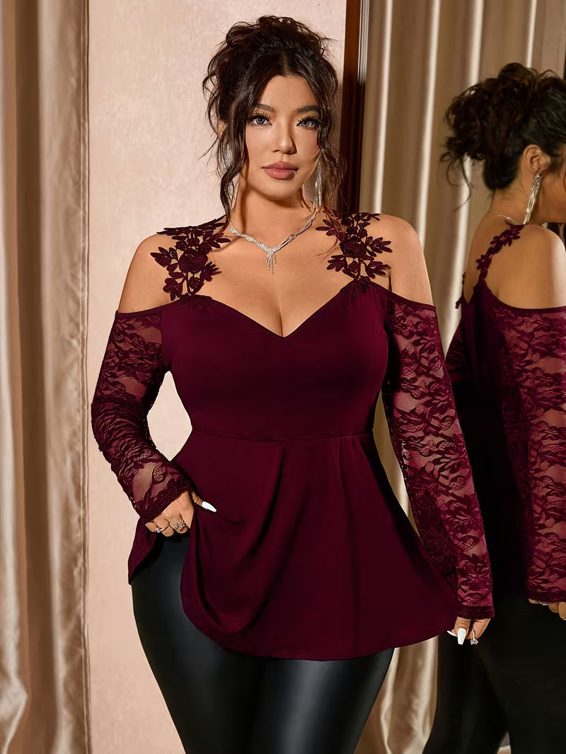 Plus Size Strapless Lace-Trimmed T-Shirt