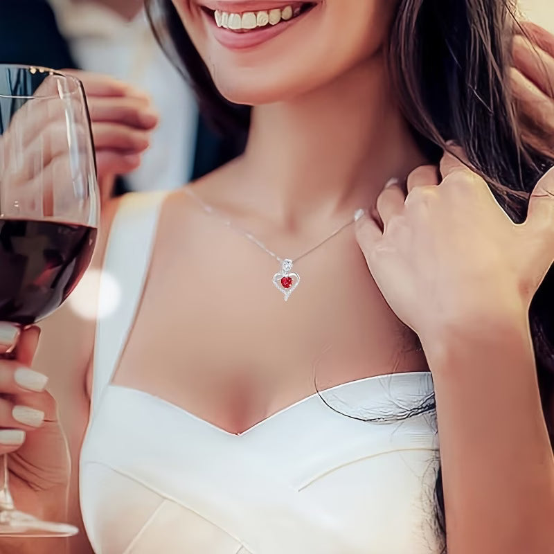 Rose Box Heart Pendant Necklace