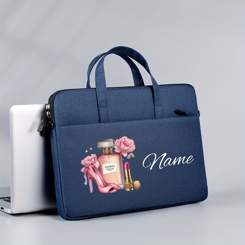 Custom Name/Message Tote Bag – Perfume & Cosmetics Pattern, Multi-Compartment Shoulder Bag
