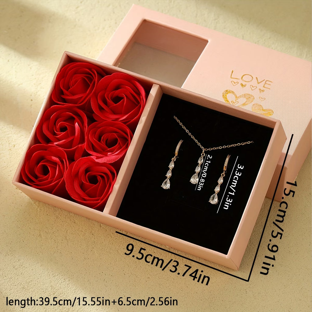 3-Piece Teardrop Synthetic Zirconia Jewelry Set