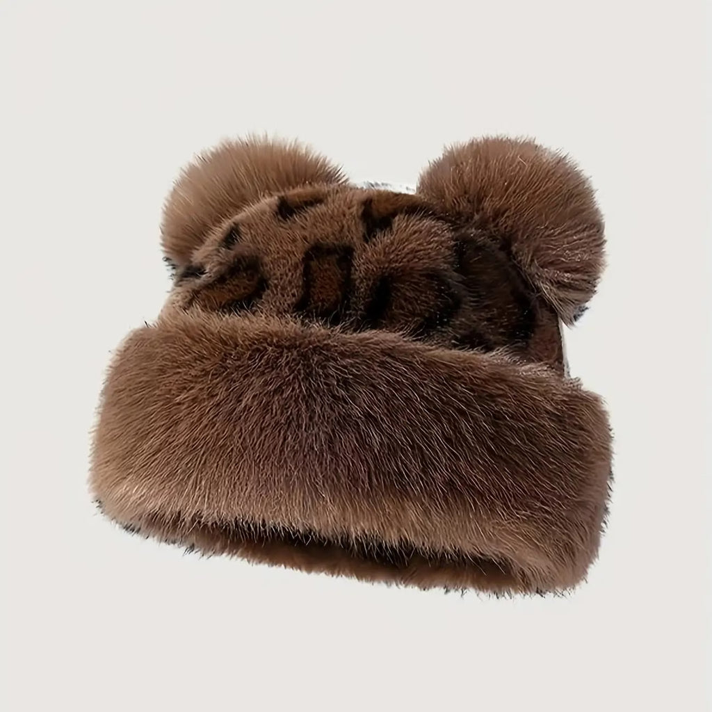 Women’s Soft Faux Animal Ear Headband – Leopard Print Winter Accessory