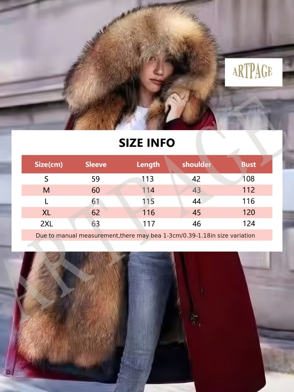Women’s Winter Parka Jacket – Thickened Padded Coat with Faux Fox & Raccoon Fur