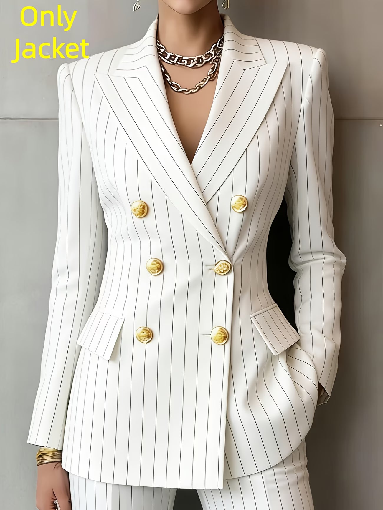 Plus-Size Women’s Lapel Long-Sleeved Blazer