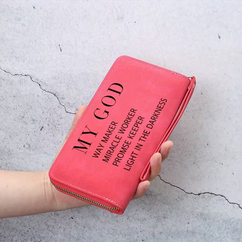 “MY GOD” Scripture Wallet – Faith-Inspired Zipper Wallet, Compact Everyday Organizer