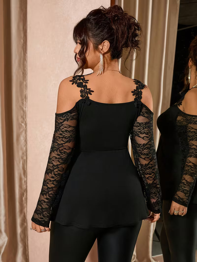 Plus Size Strapless Lace-Trimmed T-Shirt