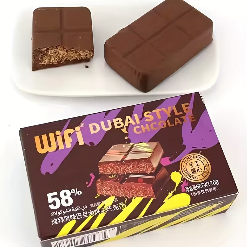 Rich Chocolate & Pistachio Tablets – Dubai Chocolate with Crunchy Bits (2.47oz)