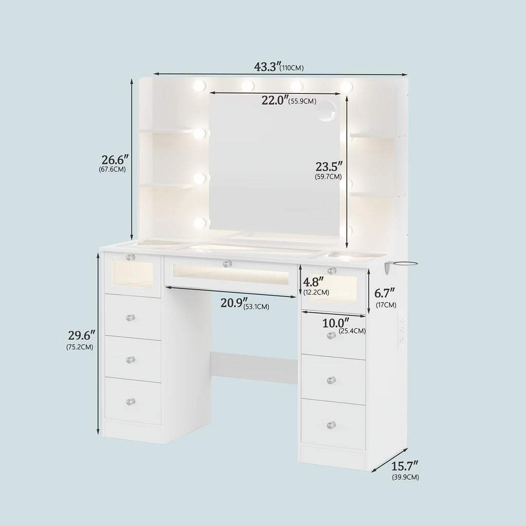 Makeup Vanity Desk with LED Lights – Fast 1-Day Delivery 💄✨