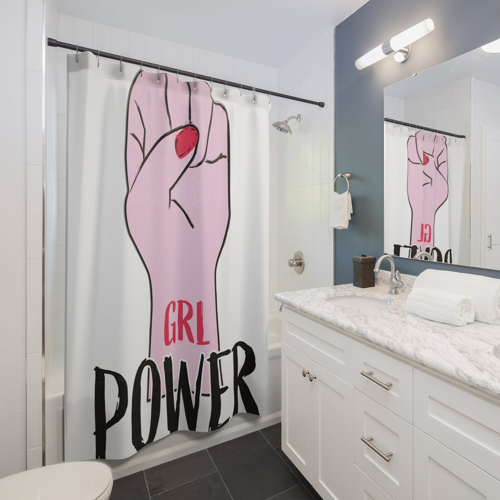 Empowering GRL POWER Shower Curtain - Feminist Bathroom Decor